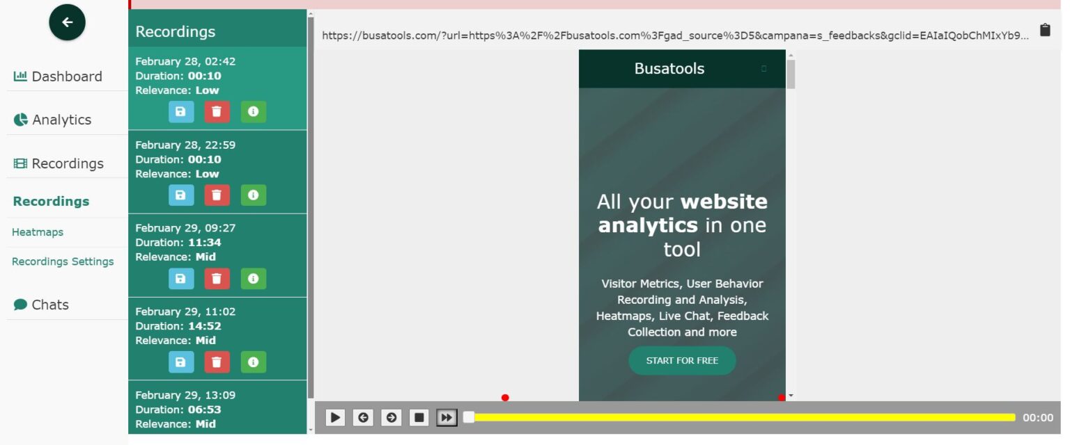 Session Recording Tool | Session Replay Software | Busatools